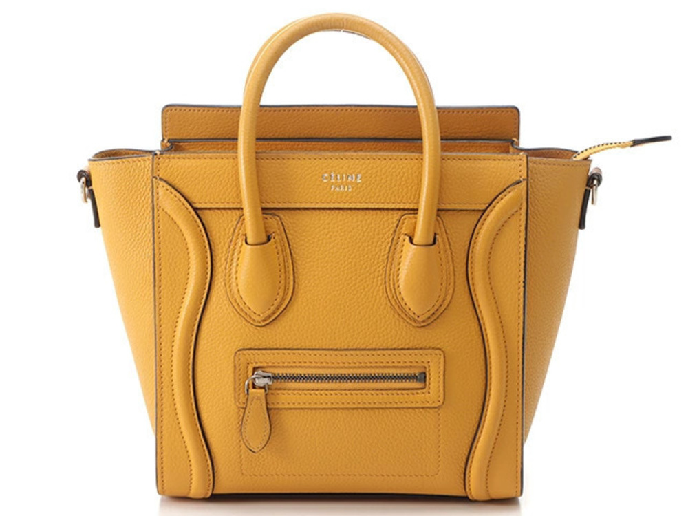 Celine Luggage Tote Tote Bag Shopper Yellow Drummed Calfskin